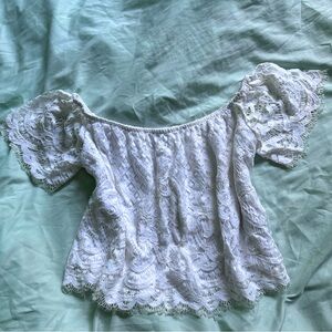 Express white lace crop top